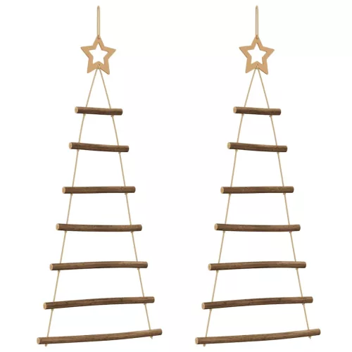  függő karácsonyfák csúcscsillagokkal 2db 42x90cm természetes ág
