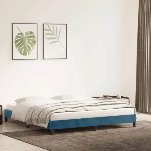  sötétkék bársony ágykeret matrac nélkül 200x220 cm