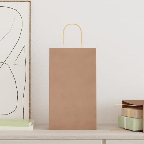  50 db barna papírzacskók fogantyúkkal 21x11x36 cm