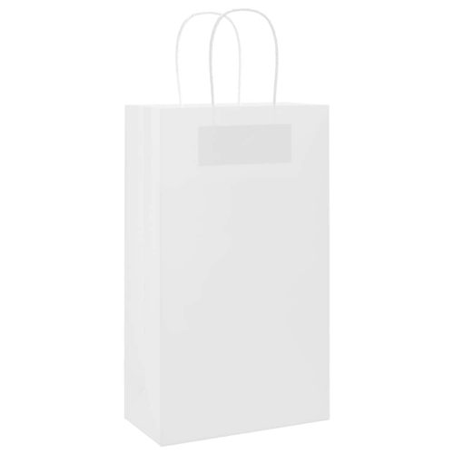  50 db fehér papírzacskók fogantyúkkal 21x11x36 cm