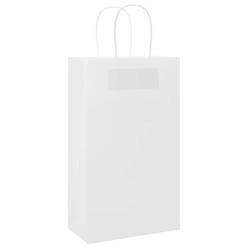  250 db fehér papírzacskók fogantyúkkal 21x11x36 cm
