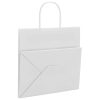  250 db fehér papírzacskók fogantyúkkal 26x17x25 cm