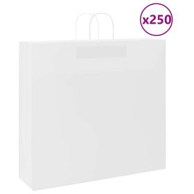  250 db fehér papírzacskók fogantyúkkal 54x15x49 cm