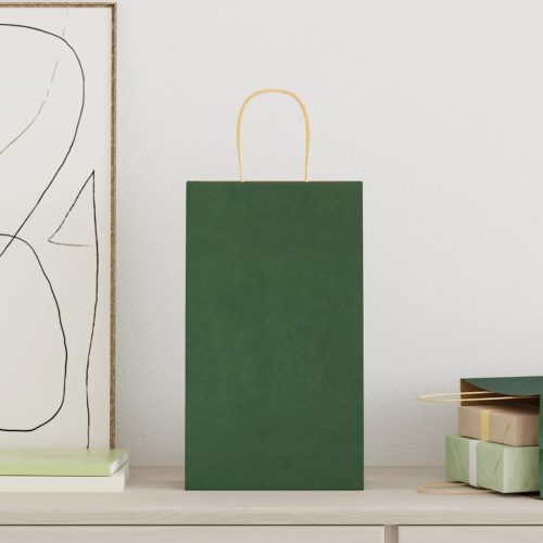  250 db zöld papírzacskók fogantyúkkal 21x11x36 cm