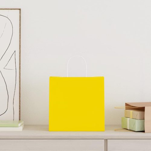  250 db sárga papírzacskók fogantyúkkal 26x17x25 cm