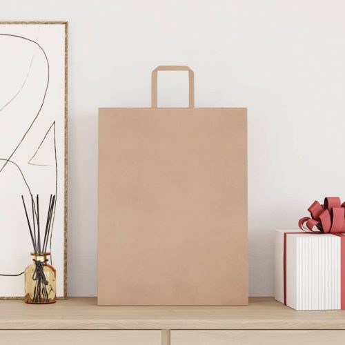  250 db barna papírzacskók fogantyúkkal 32x12x42 cm