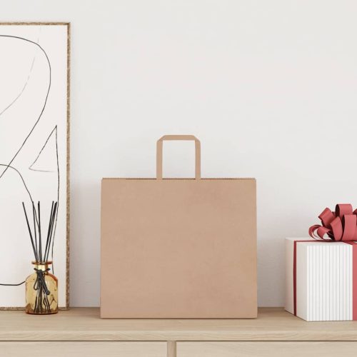  250 db barna papírzacskók fogantyúkkal 32x22x28 cm