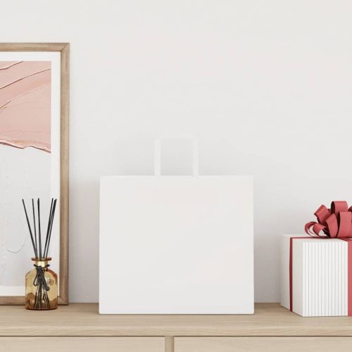  50 db fehér papírzacskók fogantyúkkal 32x22x28 cm