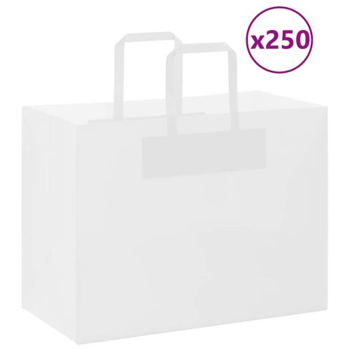  250 db fehér papírzacskók fogantyúkkal 32x17x25 cm