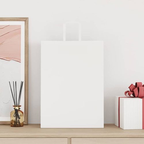  250 db fehér papírzacskók fogantyúkkal 32x17x44 cm