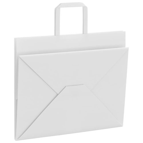  250 db fehér papírzacskók fogantyúkkal 32x22x24 cm