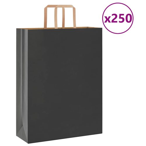  250 db fekete papírzacskók fogantyúkkal 32x12x42 cm