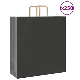  250 db fekete papírzacskók fogantyúkkal 45x17x48 cm