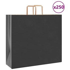  250 db fekete papírzacskók fogantyúkkal 54x15x49 cm