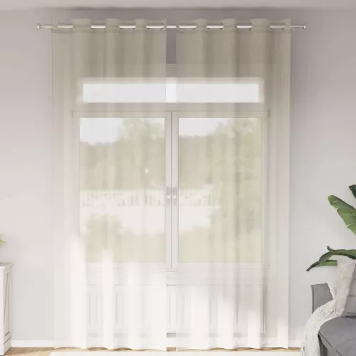 2 db krémszínű fátyolfüggönyök rojtokkal 140x260 cm