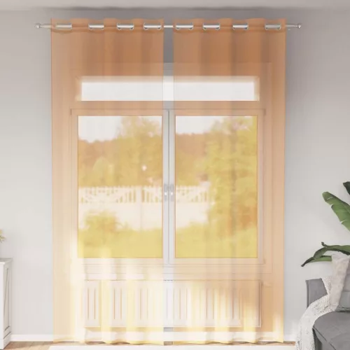  2 db narancssárga fátyolfüggönyök rojtokkal 140x260 cm