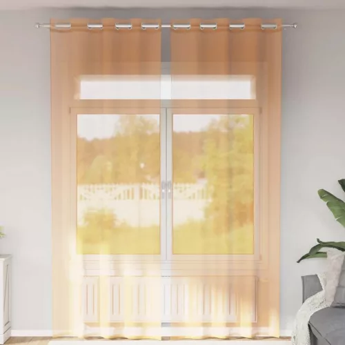  2 db narancssárga fátyolfüggönyök rojtokkal 140x300 cm