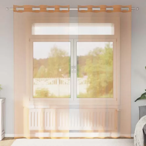  2 db terrakotta színű voile fátyolfüggönyök rojtokkal