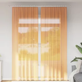  2 db narancssárga voile függönyök rúd zsebekkel