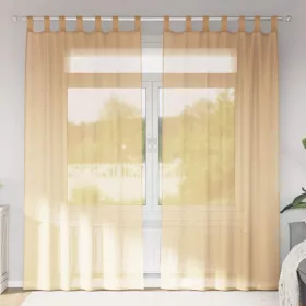  2 db homokszínű voile függönyök rúd zsebekkel