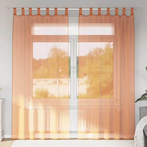  2 db terrakotta voile függönyök rúd zsebekkel