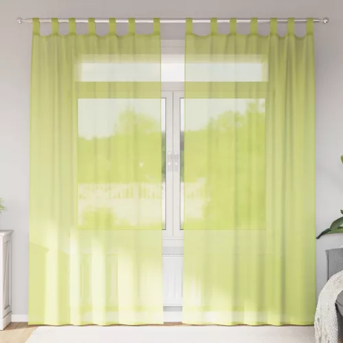  2 db almazöld fátyolfüggönyök fülecske tetejével 140x260 cm