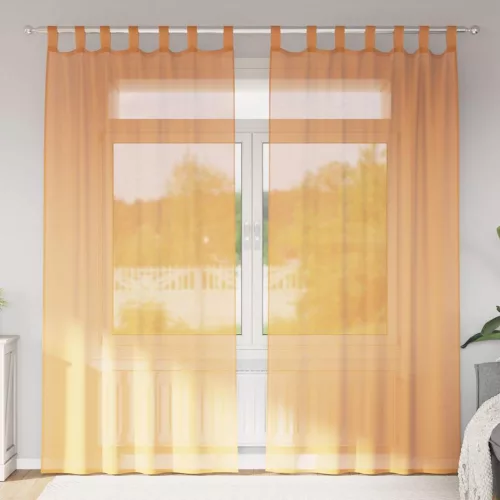  2 db narancssárga fátyolfüggönyök hurokkal 140x225 cm