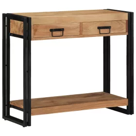  Kisasztal Fekete 90x33x75 cm Tömör akácfa és fém