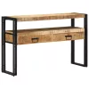  Fekete Asztalok 120x33x75 cm Tömör Mangófából és Fémből