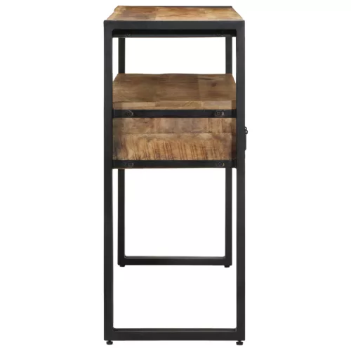  Fekete Asztalok 120x33x75 cm Tömör Mangófából és Fémből