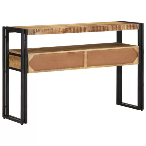  Fekete Asztalok 120x33x75 cm Tömör Mangófából és Fémből