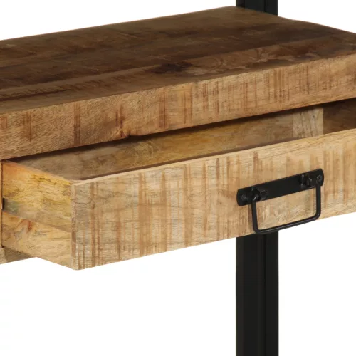  Fekete Asztalok 120x33x75 cm Tömör Mangófából és Fémből