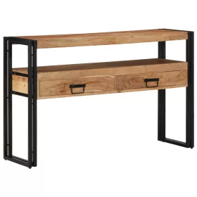  Végasztalok Fekete 120x33x75 cm Tömör akácfa és fém