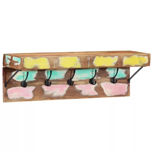  Falra szerelhető ruhásszekrény polccal, tömör újrahasznosított fa és fém