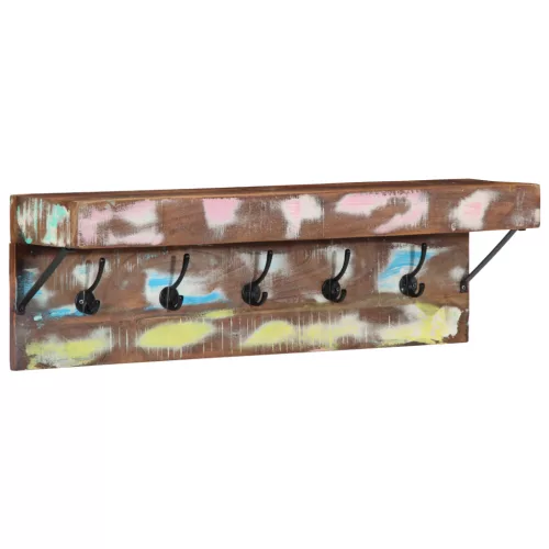  Falra szerelhető ruhásszekrény polccal, tömör újrahasznosított fa és fém