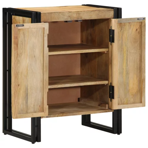  Cipőtartó Fekete 30x30x40 cm Tömör mangófa és Acél