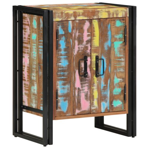  Cipőszekrény Fekete 30x30x40 cm Tömör újrahasznosított fa és Acél