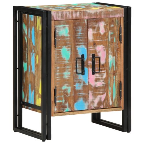  Cipőszekrény Fekete 30x30x40 cm Tömör újrahasznosított fa és Acél