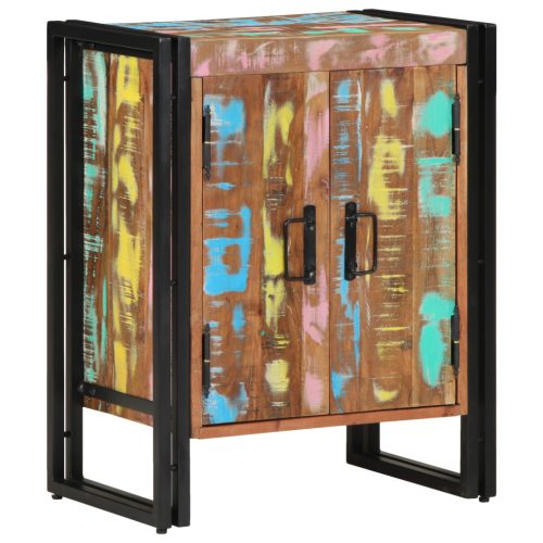  Cipőszekrény Fekete 30x30x40 cm Tömör újrahasznosított fa és Acél