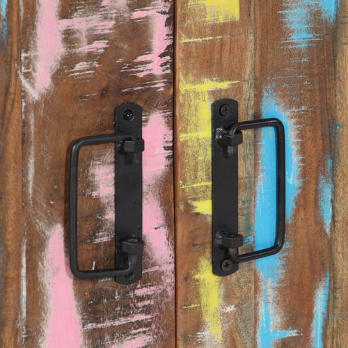  Cipőszekrény Fekete 30x30x40 cm Tömör újrahasznosított fa és Acél