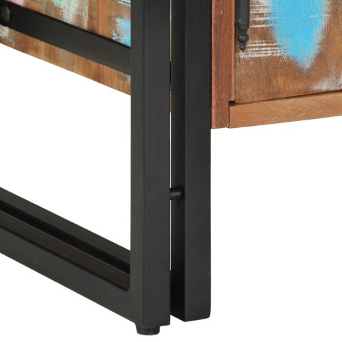  Cipőszekrény Fekete 30x30x40 cm Tömör újrahasznosított fa és Acél