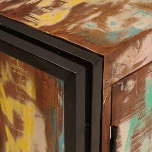  Fürdőszobai mosdószekrény Tömör Újrahasznosított Fa, Vas