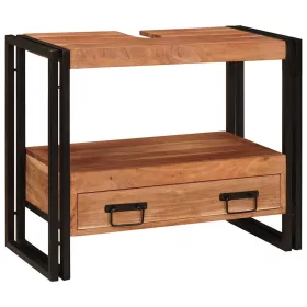    Fürdőszobai mosdószekrény 71 x 33 x 58 cm Tömör Akácfa, Vas