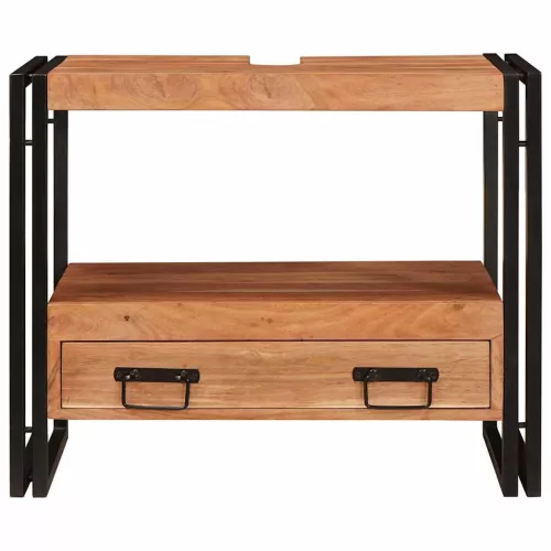  Fürdőszobai mosdószekrény 71 x 33 x 58 cm Tömör Akácfa, Vas