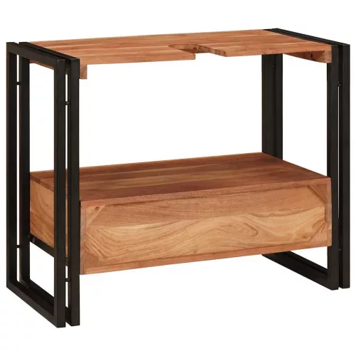  Fürdőszobai mosdószekrény 71 x 33 x 58 cm Tömör Akácfa, Vas