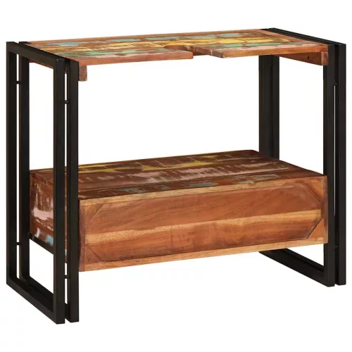  Fürdőszobai mosdószekrény Tömör Újrahasznosított Fa, Vas