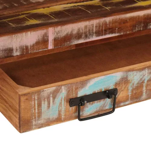  Fürdőszobai mosdószekrény Tömör Újrahasznosított Fa, Vas