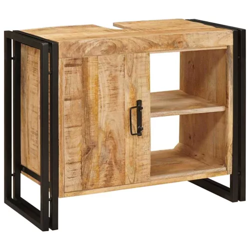  Fürdőszobai mosdószekrény 71 x 33 x 58 cm Tömör Mangófa, Vas