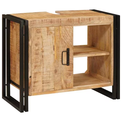  Fürdőszobai mosdószekrény 71 x 33 x 58 cm Tömör Mangófa, Vas