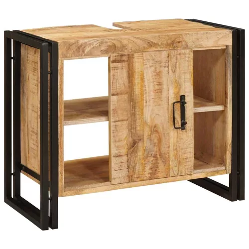  Fürdőszobai mosdószekrény 71 x 33 x 58 cm Tömör Mangófa, Vas